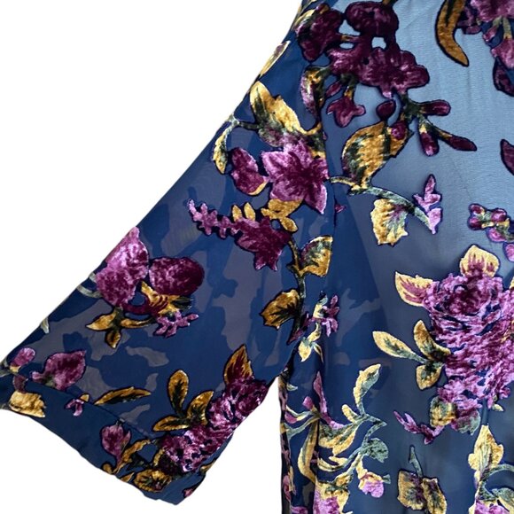 Catherines In-Vogue Velvet Burnout Kimono Festival Whimsigoth Dark Fairy-0X/1X - Picture 4 of 16